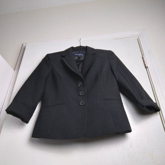 Black Textured Fabric with Feminine Flat Ribbon Ruffle Lapel Trim Sz 6P - Picture 2 of 8